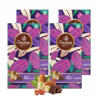 Chocolian Bakers Fruit & Nut Dark Chocolate Bar - Pack Of 4 | 100% Veg | Eggless |