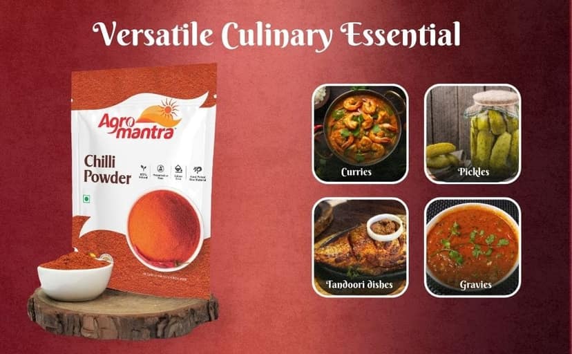 Agro Mantra Chilli Powder 500g | Authentic Indian Spice | Hand-Picked Guntur, Baydgi, Gujarat Chillies | Without Preservatives & Artificial Colour | Vibrant Colour & Rich Heat | Ideal for Curries, Chutneys & Tandoori Dishes (pack of 3) view 6