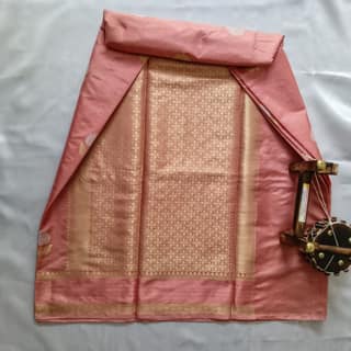Soft Silk Saree with Blouse - Peach Colors