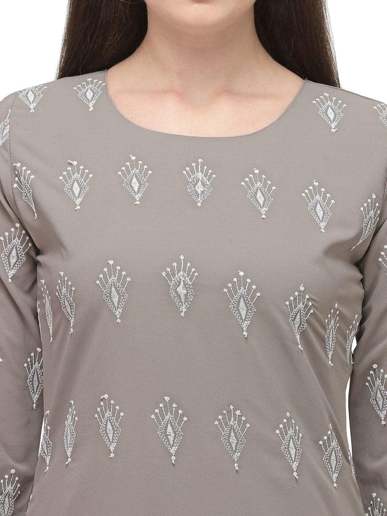SHOPPING QUEEN Women Georgette Straight Lucknowi Chikankari Kurta view 4