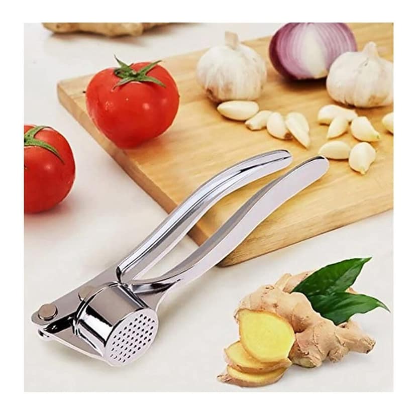 NEWWAY KITCHEN AND HOME APPLIANCE Stainless Steel Finish (ZINC) Heavy Quality (150 Gram) Garlic Crusher Presser Press Multi-Function Manual Portable Grinding Mincer Chopper Cutter Professional Chopper for Kitchen (Garlic use Only) view 2