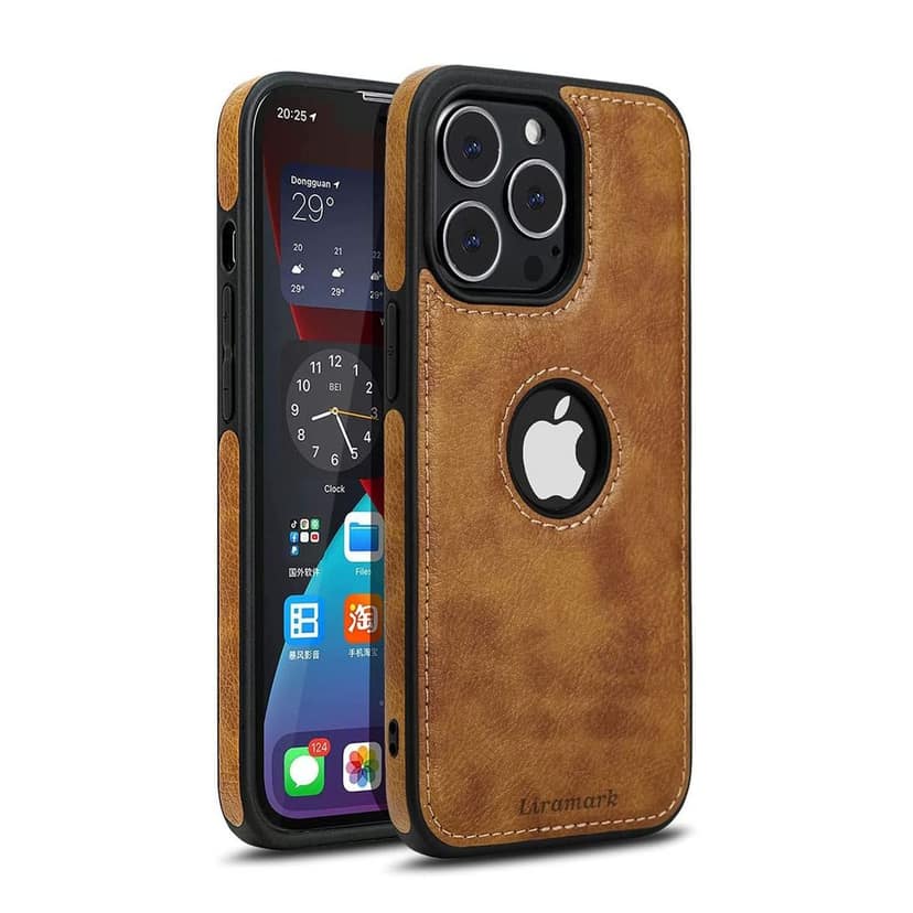 LIRAMARK PU Leather Flexible Back Cover Case Designed for Apple iPhone 13 Pro Max (6.7 Inch)