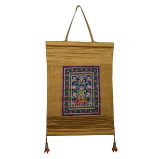 Garvi Gurjari (A Gujarat Govt Enterprise Cotton Tint Brown Hand Embroidered Wall Hangings/Decor (16� x 12�)