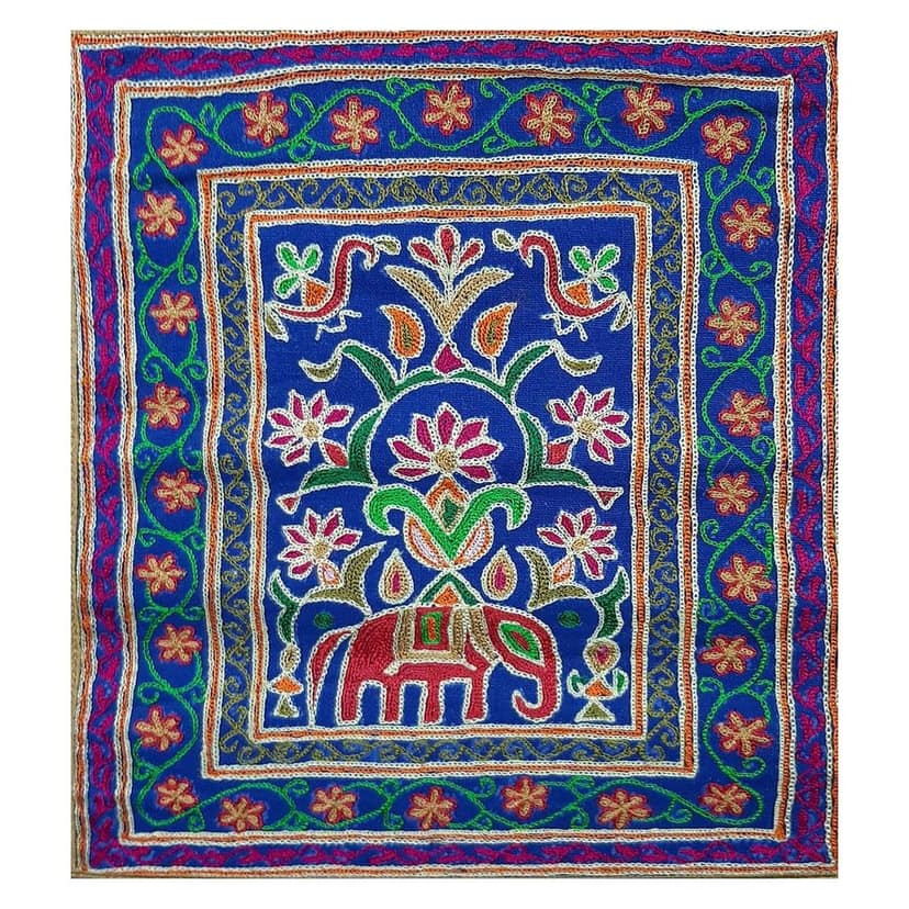 Garvi Gurjari (A Gujarat Govt Enterprise Cotton Tint Brown Hand Embroidered Wall Hangings/Decor (16� x 12�) view 2