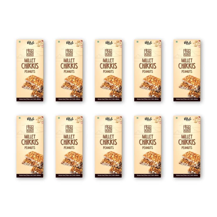 Kiru Millet Chikki Bar | Pack of 10 | Peanut Chikki Bar | Millet Bars | Peanut Bar | Millet Snack | Gluten Free | Healthy Bars | Chikki | Nutritious Chikki | Healthy Snacks view 5