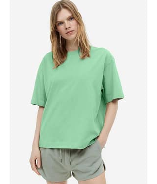 Faltu.co Women Cotton Solid Oversized Fit Round Neck T-Shirt ( Peach )