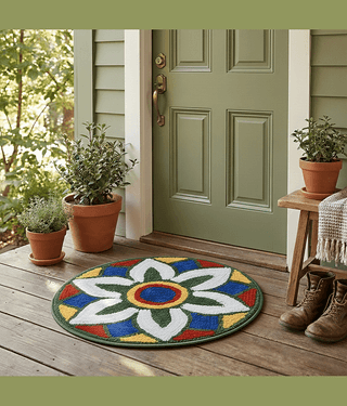 LADLI JEE Set of 1 Regular Polyester Door Mat ( 53 X 53 cm ) Green