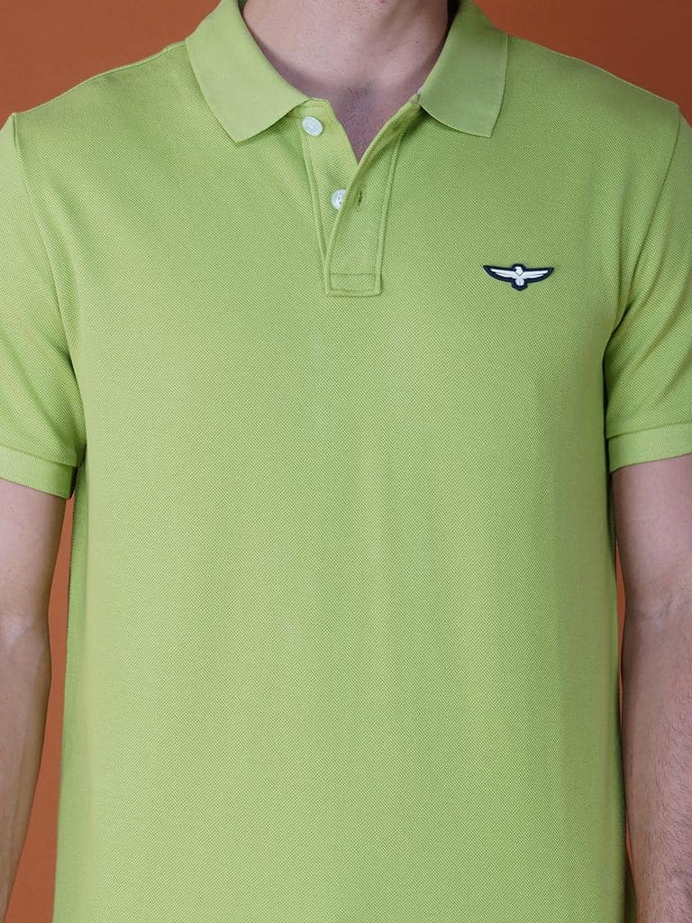 Solid Polo Shirt-LIME view 5