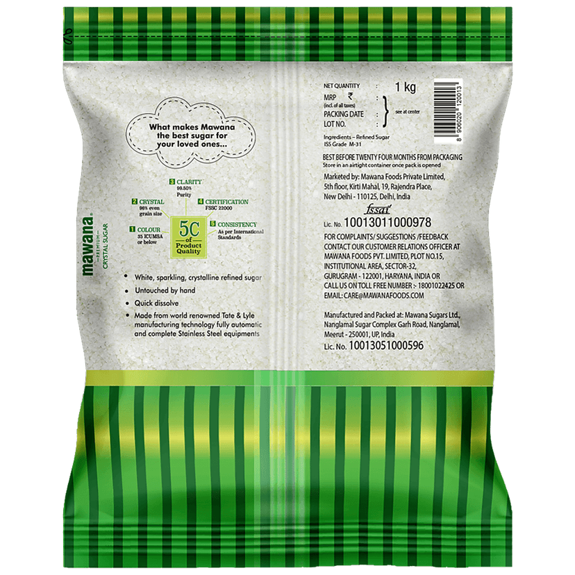 Mawana Sugar/Sakkare - Premium Crystal, 1 Kg Pouch view 2