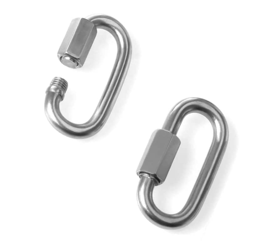 REZNOR Heavy Duty Oval Shape Stainless Steel Screw Link Snap Hook Carabiner/Hook Swing Connector Multipurpose, SnapHook for Weight-Lifting Mountain Swinging Climbing Gym Silver