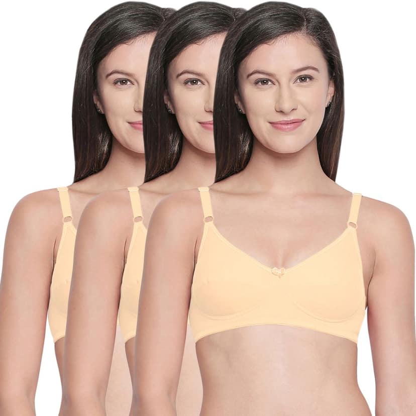 Bodycare Cotton Spandex Non Padded Non wired Perfect coverage bra-Pack of 3