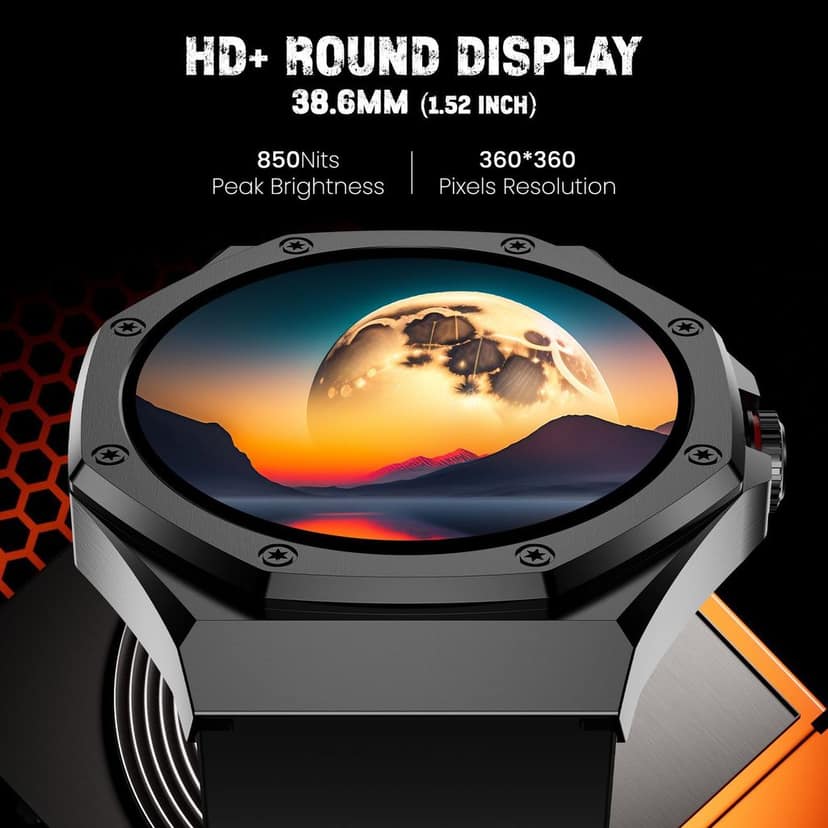 CELLECOR E4 Edge 1.52" HD+ Round Display with 850 NITS | BT-Calling | AOD | Smartwatch (Garnish Black) view 3