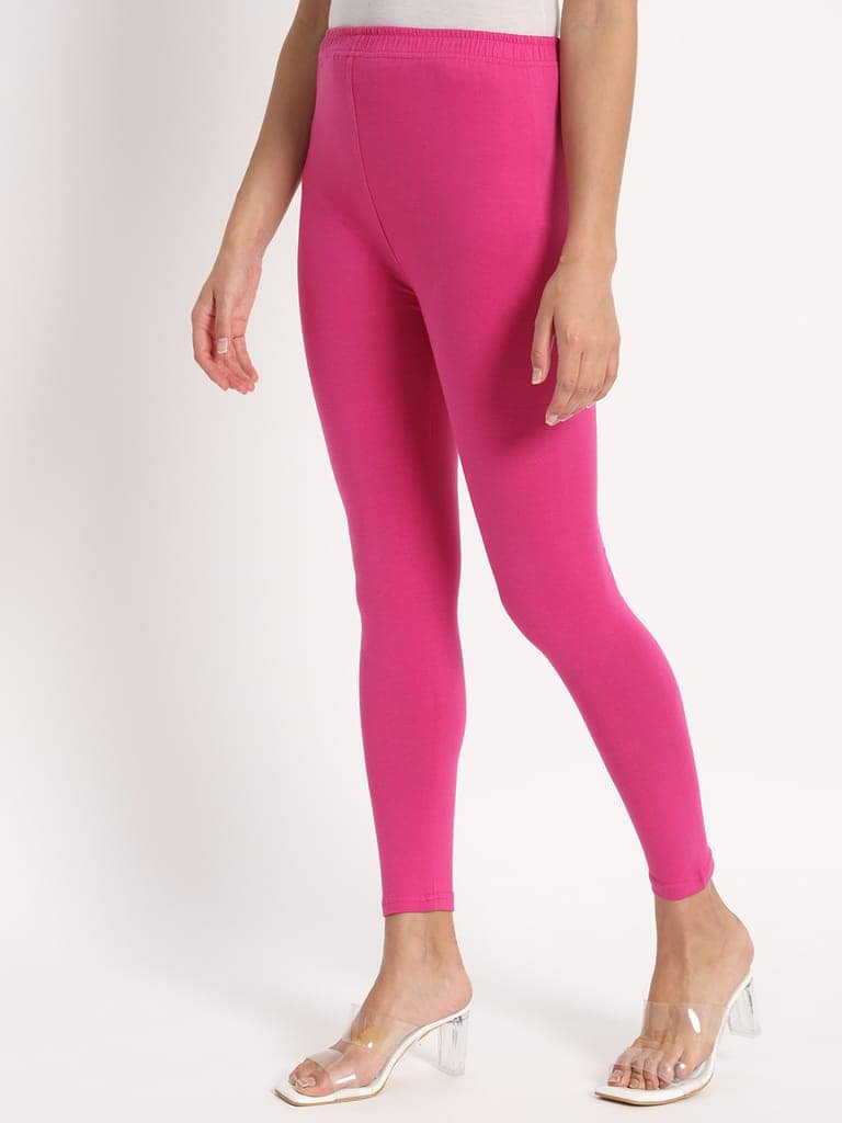 Soft Colors Women's Skinny Fit Ethnic Wear Ankle Length Leggings (Light Purple) view 3