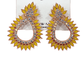 Yellow Rhinestone Chandelier Earrings