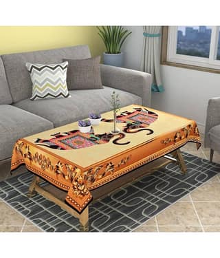 GoCose Home Printed Cotton 4 Seater Rectangle Table Cover ( 152 x 101 ) cm Pack of 1 Rose Gold