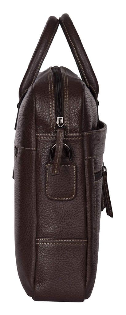 Brown Leather Briefcase - Professional Laptop Bag with Shoulder Strap view 3