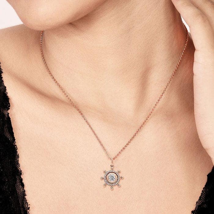 Rose Gold Steer Pendant with Chain (5 in 1 Crystal) view 2