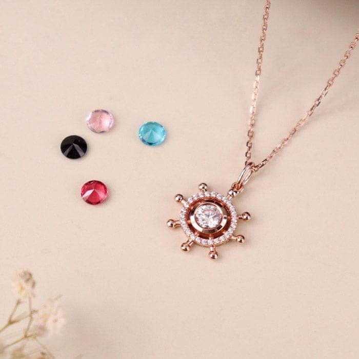 Rose Gold Steer Pendant with Chain (5 in 1 Crystal) view 3