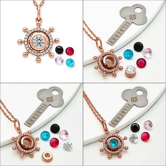 Rose Gold Steer Pendant with Chain (5 in 1 Crystal) view 4