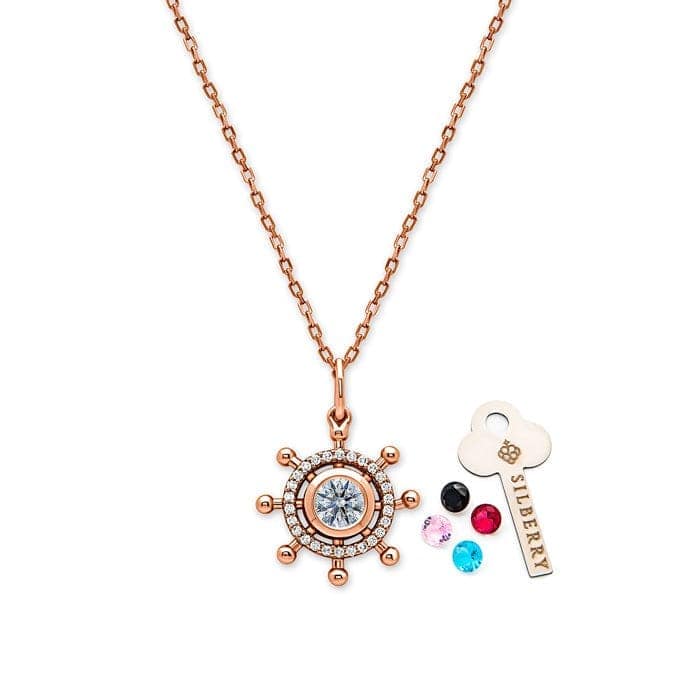 Rose Gold Steer Pendant with Chain (5 in 1 Crystal) view 5