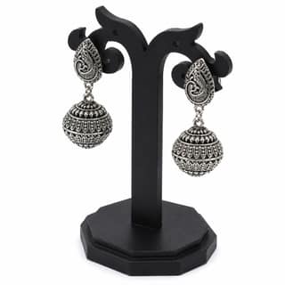 Tribes India Handcrafted Grey Metal Flower Ball Earring