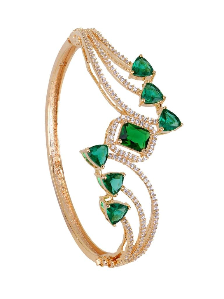 Gold plated Green AD studded handcrafted stylish Bracelet for Women & Girls view 2