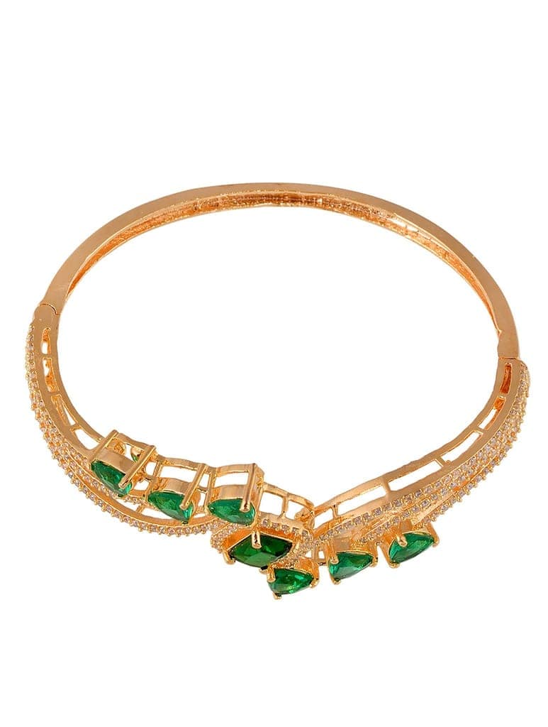 Gold plated Green AD studded handcrafted stylish Bracelet for Women & Girls view 5