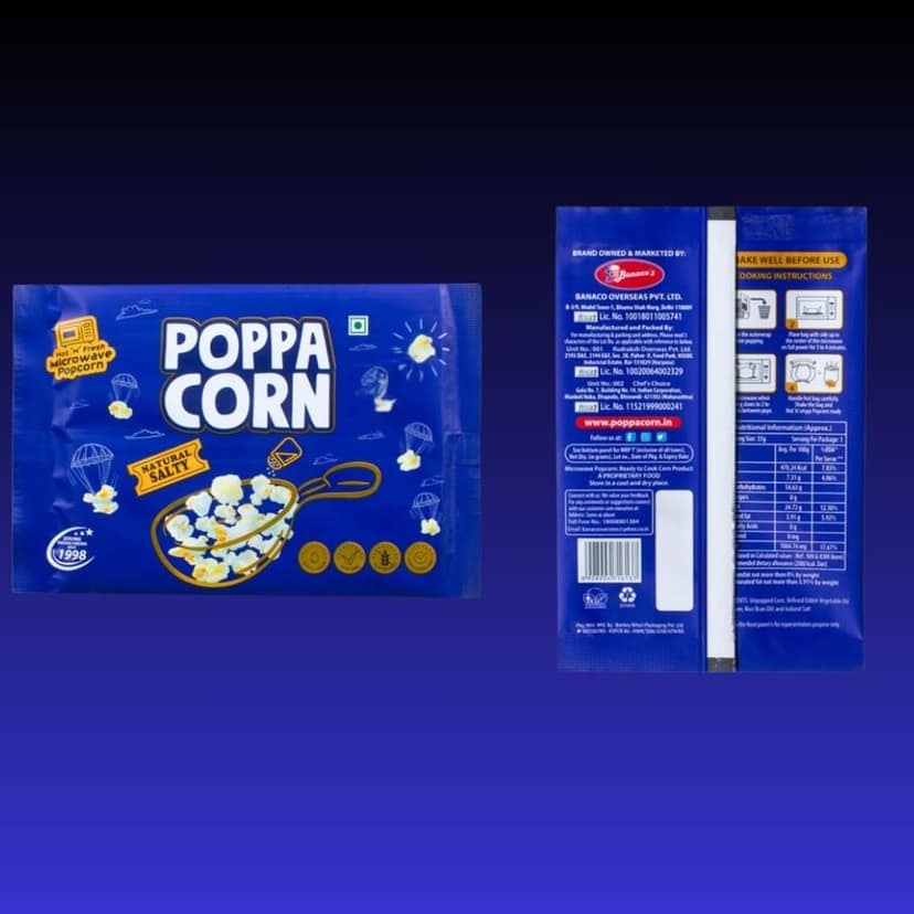 POPPACORN 35gx10 Pouches Natural Salty, 35gx10 Pouches Golden Buttery Instant Popcorn & 33gX5 Pouches Natural Salty, 33gX5 Pouches Golden Buttery Microwave Popcorn Pack of 30 (1030gm) view 7