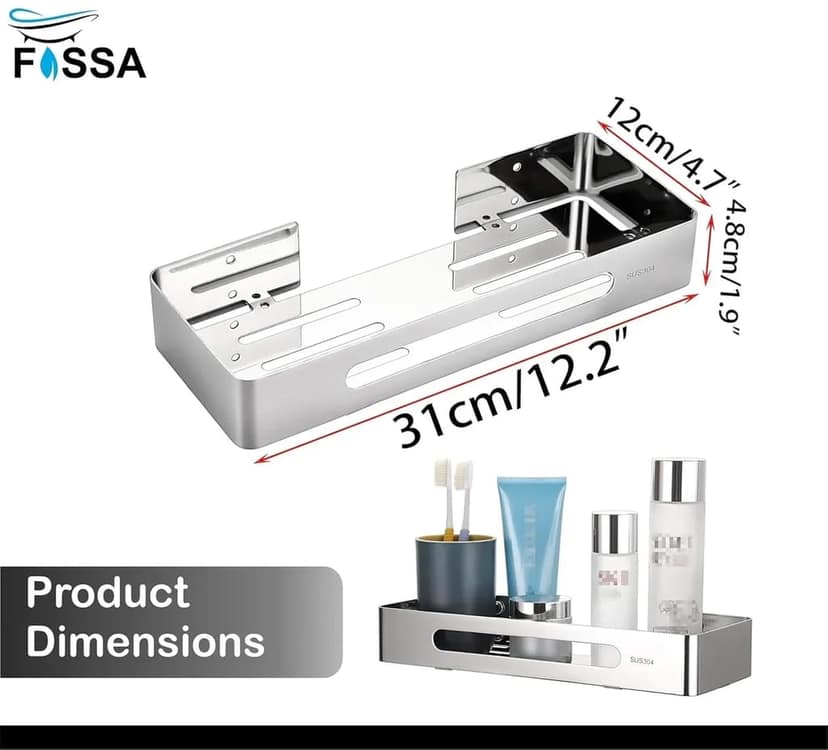 Square Stainless Steel Corner Shelf (Silver) 2 Set view 2