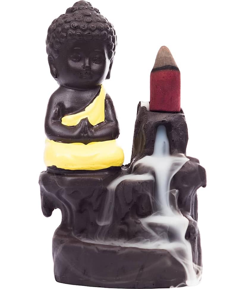 eCraftIndia Yellow & Brown Buddha Smoke Fountain Showpiece view 2