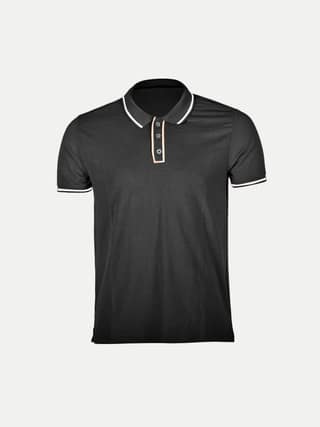 Men Black Cotton Contrast Tipping Polo T-shirt