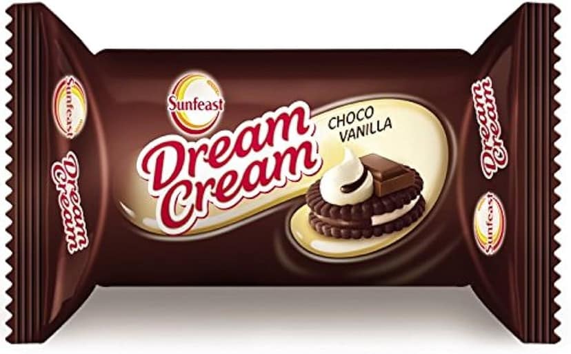 Sunfeast Dream Cream - Choco Vanilla Cream Biscuit Cookie, 60 g Pouch