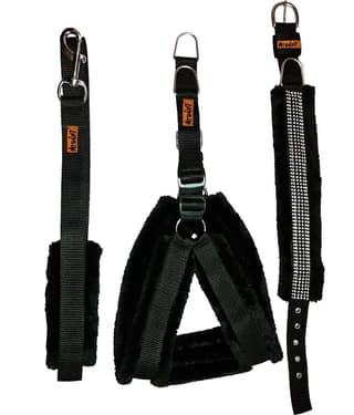 Petshop7 Fur Padded Nylon Dog Harness , Dog Collar & Dog Leash Small (Chest Size - 23-28inch)