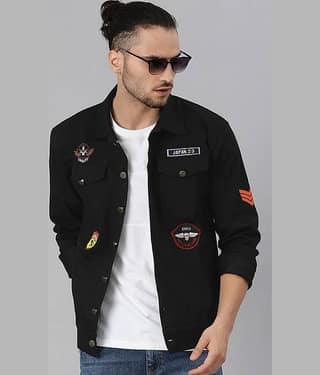 VOGATI Denim Men's Denim Jacket - Black ( Pack of 1 )