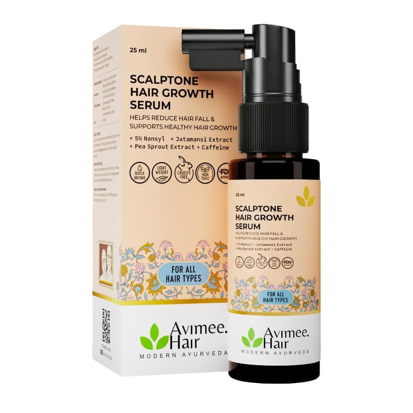 Avimee Herbal Scalptone Hair Growth Serum | Scientifically Proven Formula | Enriched with Nansyl & Green Tea Extract | For Hair Growth & Hair Fall Reduction | 25 ml Avimee Herbal Scalptone Hair Growth Serum | Scientifically Proven Formula | Enriched with