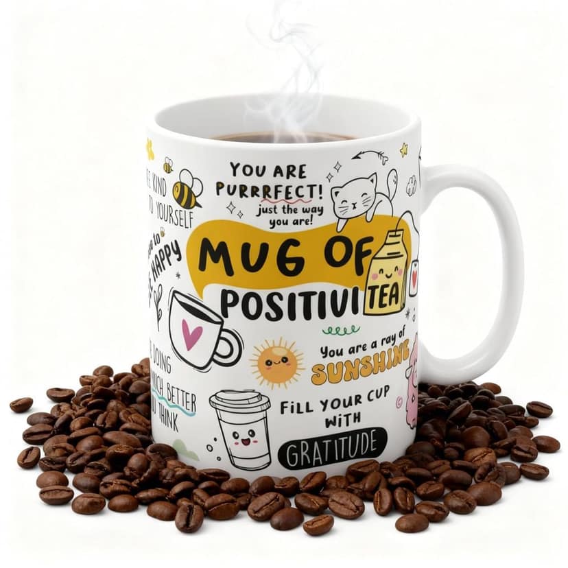 Mug of Positivity Printed Mug | Motivational Gift for Men, Women, Boss or Coworker | Positive Quote Coffee Mug | 330ml Ceramic Cup | Pack of 1
