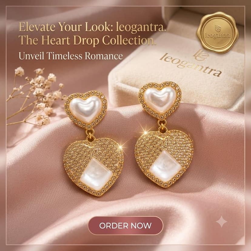 Double Heart Drop Earrings | 18K Gold Plated Designer Romantic Dangling Earrings | Perfect Valentine Birthday Gift for Women & Girls | Statement Fashion Jewelry view 7