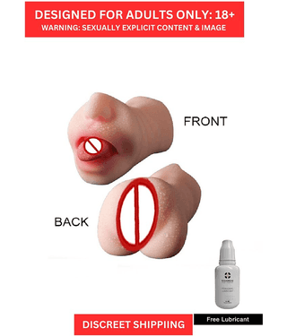 3D Mouth and Vagina Masturbator Sex Toys For Men + Free Lubricant