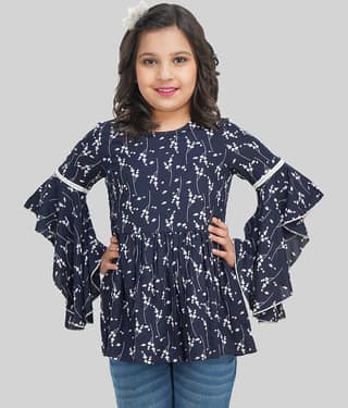 Being Naughty Pack of 1 Girls Rayon Top ( Navy Blue )