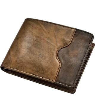 HRFSTAR PU Colorblock Men's Regular Wallet With 9 Slots For Card ( Brown , Pack of 1 )