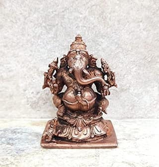 Searchers Paradise - Copper Idols Ganesh ,2.75 inches, Copper Handmade 310 Grams, Patina Antique Finish, Pack of 1 Piece