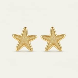 Gold Textured Starfish Studs | Gold-Tone Anti-Tarnish Imitation Jewellery