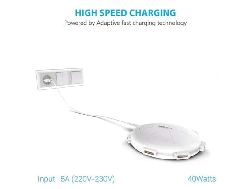 Portronics UFO USB Home Charger 6 Ports 8A Charging Station for Smartphones and Tablets view 3
