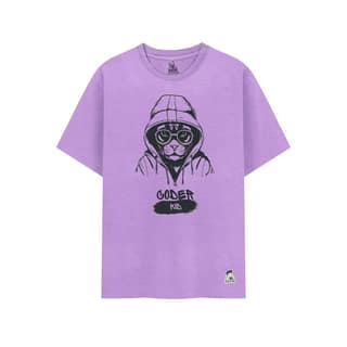 KUCHU Kids’ Unisex T-Shirt “Coder Cat” Digital Print | Soft Cotton-Modal Blend, Breathable, Comfortable & Stylish Casual Wear for Boys & Girls