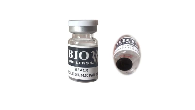 Black Prosthetic Contact Lens with Lens Case, Lens Holder and 100 ML Solution