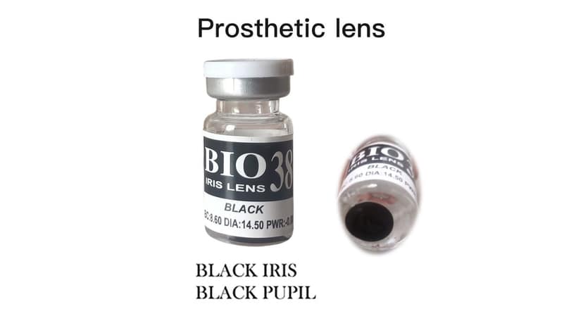 Black Prosthetic Contact Lens with Lens Case, Lens Holder and 100 ML Solution view 2