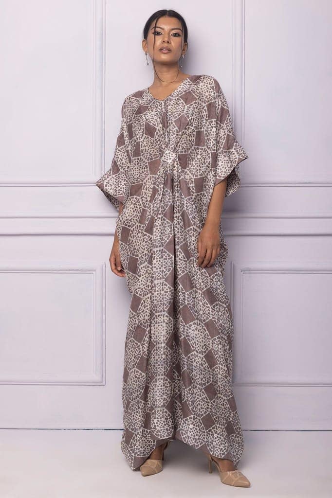 Purple Printed Silk Kaftan