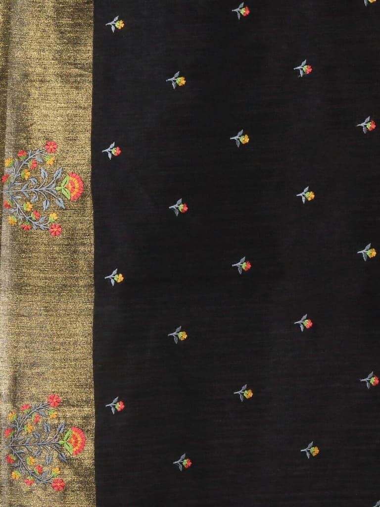 Black Tussar Silk Saree With Woven Design view 3