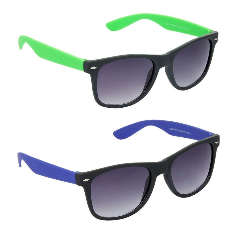 HRINKAR Men Women Boys & Girls Pilot Sunglasses Green & Blue Frame, Grey & Grey Lens (Medium) Pack of - 2