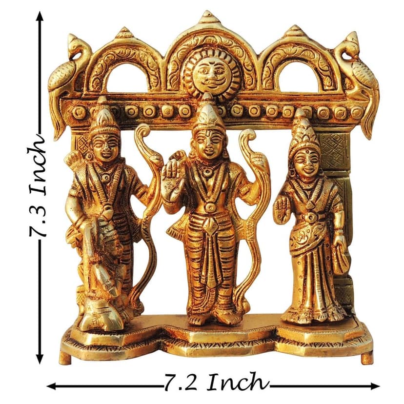Brass Ram Darbar God Idol Statue | Premium Brass Religious Showpiece, Height : 7.3 Inch (BSMAS1394 J) view 2